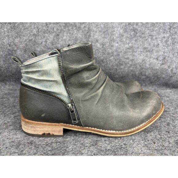 Caterpillar CAT Boots Womens Size 7 Black Leather Ankle Zip Casual Vintage Style - Picture 3 of 7